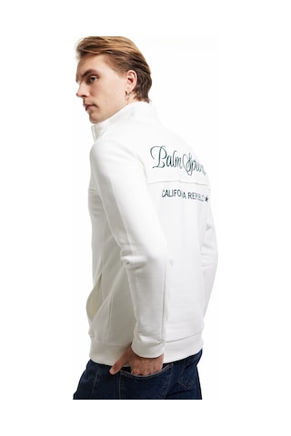 Koton İşlemeli Şardonlu Cep Detaylı Yarım Fermuarlı Sweatshirt Beyaz 5sam70042mk Beyaz