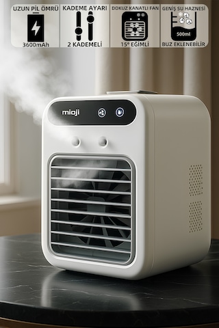 Mioji Mio AC4 3600 mAh Taşınabilir Buharlı Buzlu Nemlendirici Hava Soğutucu Vantilatör