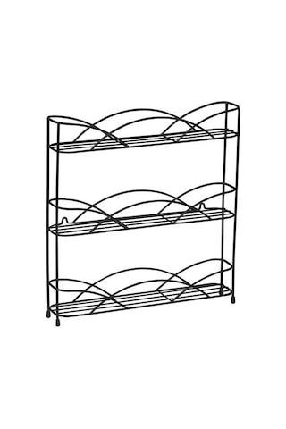 3 Tier Raf Mutfak Dolabı Organizatör Veya İsteğe Bağlı Duvara Monte Depolama, 3 Baharat Rafları, Yükseltilmiş Lastik Ayaklar, Siyah Depolama Tutucular Ve Amp Raflar 1