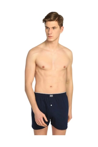 Erkek Penye Düz %100 Pamuk 6'lı Boxer Lacivert
