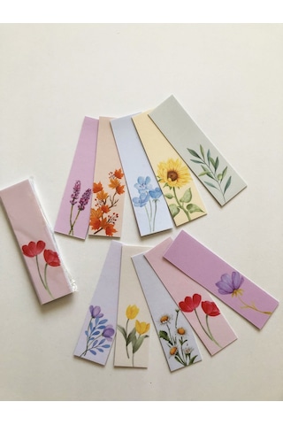 10 Adet Çiçekler Kitap Ayracı 40x145 Mm