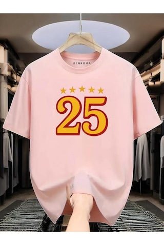 Şampiyon 25 Baskılı Unisex Tişört Pembe