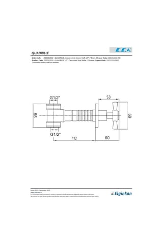 Eca Quadrille 102151031 Ankastre Ara Kesme Valfi G 1/2" Krom