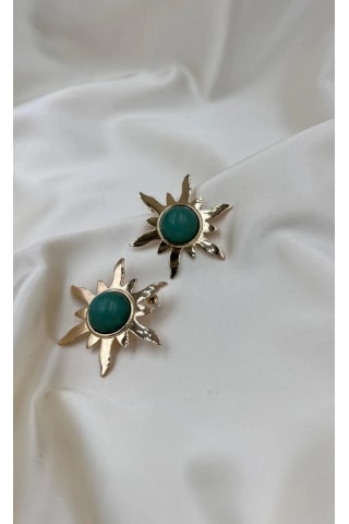 Bb İthal Yeşil Güneş Küpe Altın - Yeşil