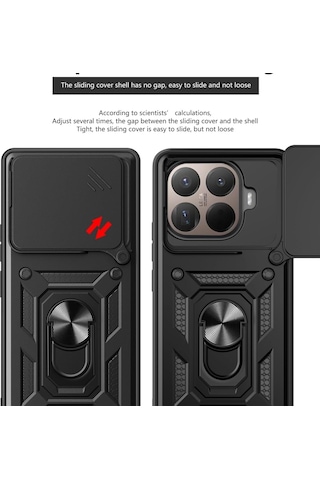 Xiaomi Mi 17t İle Uyumlu Kılıf Magnetik Standlı Kamera Korumalı Sürgülü Kapak Siyah