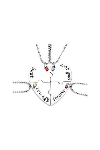 Karişikotto Bff En Iyi Arkadaş 4'Lü Kolye Best Friend Aksesuar Kolyesi Gümüş