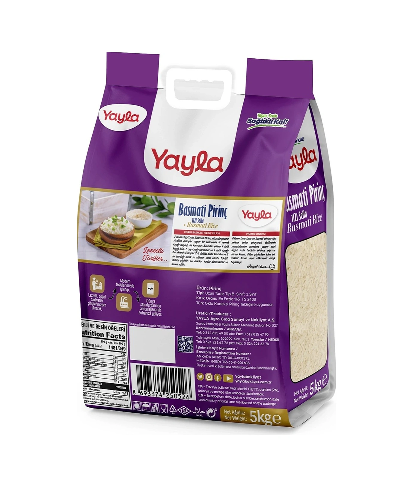 Yayla 1121 Sella Basmati Pirinç 5 KG