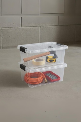 2 Li Şeffaf Saklama Kutusu & Düzenleme Kutusu 10,5 Lt Şeffaf