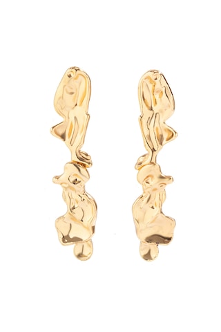 Vkemall Altın Renkli Allüminyum Küpe Düzensiz Katlanmış 3d Tasarım 6.2cm Uzunluk Bireysel Stile Uygun Gold