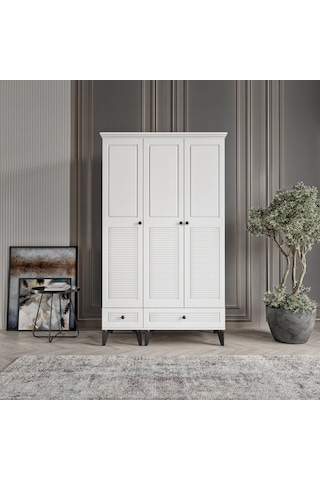 Beenal Nisa 3 Kapaklı Gardırop Dolap 120cm Beyaz-beyaz