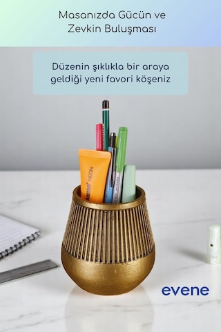 Kalemlik Masa Kalemliği Organizer Kalemlik Altın Eskitme Renk Model 88 Çok Renkli