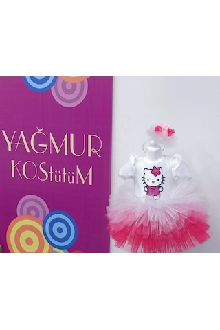 Hello Kitty Baskılı Kız Çocuk Bebek Doğumgünü Elbise Parti Kostüm