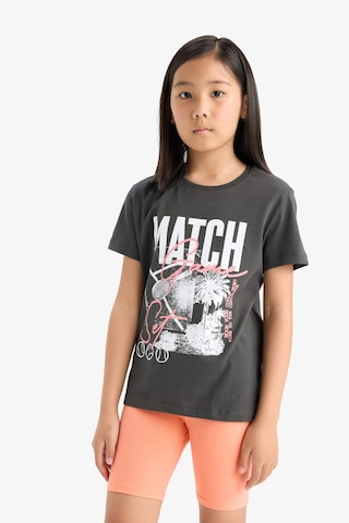 DeFacto Kız Çocuk Bisiklet Yaka Baskılı Kısa Kollu Tişört E0349A825SMAR211 Antrasit