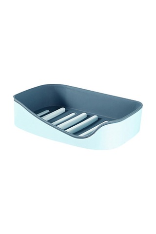 2 Takım Kendinden Yapışkanlı Sabun Sünger Bulaşık Sondaj Yok Saklama Kutusu Raf Raf Çift Drenaj Sabunluklar Sarı Ve Mavi