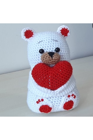 Amigurumi Örgü Oyuncak Sevgili Ayı Kalpli
