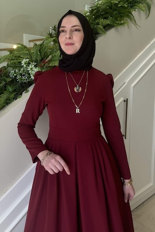 Rabia Şamlı Rose Elbise Bordo Normal