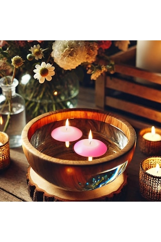 50'li Paket 3.5 Cm Açık Pembe Yüzen Mumlar Pembe