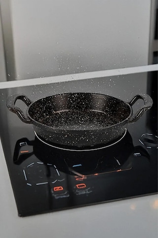 18 Cm Mini Sahan Döküm Çift Kulplu Yapışmaz Tava Siyah