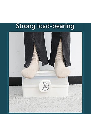 Anjiexun Katlı Katlanır Tepsili Plastik Saklama Kutusu, 29 X 16 X 15,7 Cm, Beyaz Beyaz