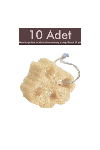 10 Adet Kabak Lifi Doğal Bulaşık Süngeri Banyo Kesesi Loofah Sponge İpli Kabak Kesesi Kalın Büyük