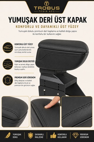 Trobus Tata Vista 2009-2013 Uyumlu Siyah Ayaklı Sürgülü Kolçak Ayarlanabilir Yükseklikli