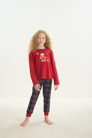 Kız Çocuk Uzun Kol Kırmızı Pijama Takım C4t4n7o8 001