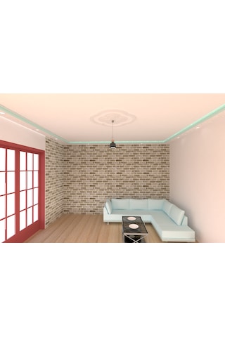 Motifpiyer Lamba Tavan Göbeği Duz-3k-model-yonca-87cm-dış Çitalı Beyaz