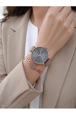 Daniel Klein Deri Kordonlu 2 Yıl Garantili 3 Atm Suya Dayanıklı Kadın Kol Saati+bileklik Bd.12810.2 Rose Gold