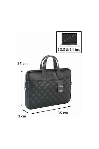 Case Club 1417 Slim Çanta Kılıf & Laptop Evrak Çantası Kapiton Desen 13,3 Inç Omuz Askılı Macbook Air Pro Uyumlu Siyah