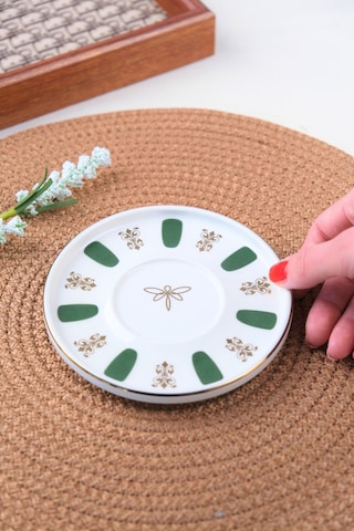 Tabak Evi Porselen Acem Zade Yeşil Çay Tabağı 12,5cm Tekli Çok Renkli