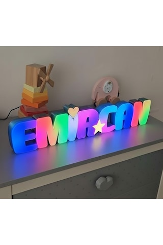 Argb Led Li Dekoratif İsim Kutusu Kişiye Özel 8 + Harf