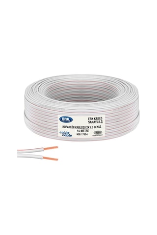 50 Metre Hoparlör Elektrik Ve Ses Kablosu Kordon 2X1.5 Beyaz (551515142) 50 Metre Hoparlör Elektrik Ve Ses Kablosu Kordon 2X1.5 Beyaz (551515142)