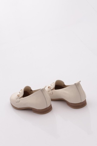 Mammamia D24ya-3470 Kadın Deri Loafer Ayakkabı Kemik Pen-crema