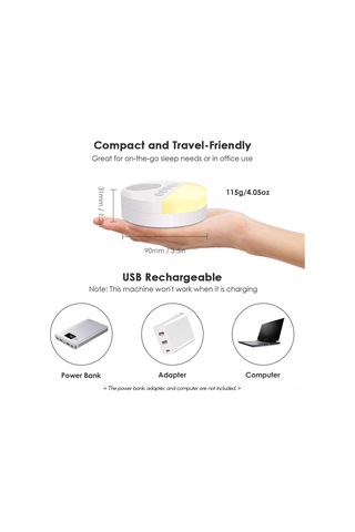 Geekyou Yetişkin Ve Bebek Uyku Alıcı Cihazı - 6 Ses Efekti, Yumuşak Işık, Zamanlayıcı Ve Dahili Pil Beyaz Ve Gri