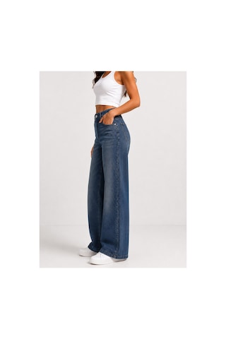 J&kstores Kadın Yüksek Bel Bol Paça Jean Kot Palazzo Pantolon Lacivert