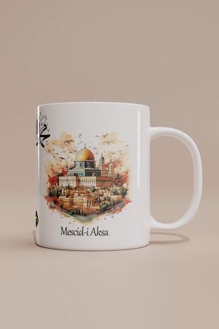 Kâbe Ve Mescid-i Aksa Dini Temalı Kupa Bardak Beyaz