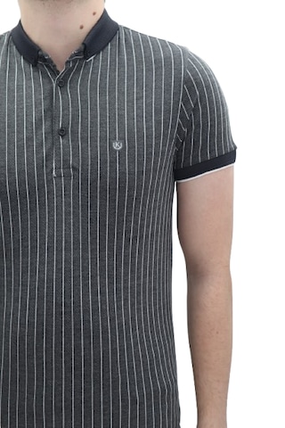 Santa Dmctekstil Erkek Kavis-108 Çizgili Spor Kesim Dar Kalıp Cepsiz Polo Yaka T-shirt Siyah