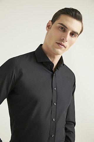 D'S Damat Ds Damat Slim Fit Siyah Düz Nano Care Gömlek 5HF02ORTSG01 Siyah