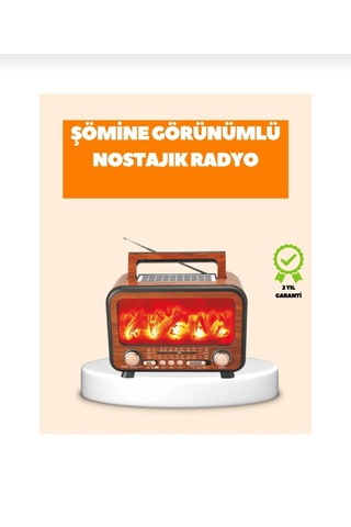 Solar Şarjlı Şömine Işıklı Bluetooth Hoparlör Radyo, Usb, Tf Kart Destekli Radyo