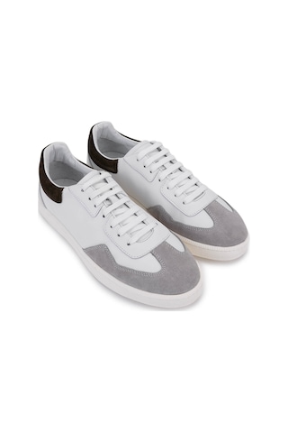 Tamer Tanca Erkek Hakiki Deri Beyaz/taş Süet Sneakers & Spor Ayakkabı 1111 10125 Erk Ayk Y25 Off Whıte/tas Suet Beyaz