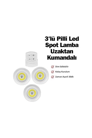 ' Lü Led Lamba Uzaktan Kumandalı Spot Lamba Dolap Altı Lamba Kiler Aydınlatma Lambası Mutfak Lambası Kablosuz Led Çok Renkli