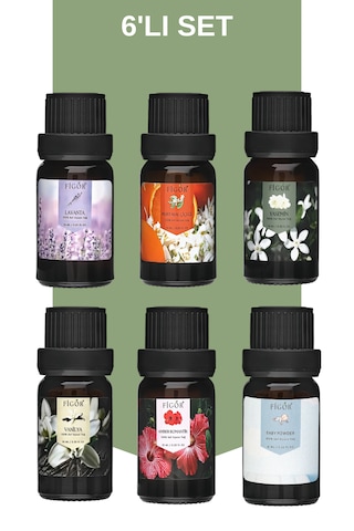 6 Lı Esans Seti, 10 Ml Uçucu Yağ, Buhurdanlık Yağı, Oda Kokusu Esansı, Hava Nemlendirici Esansı Yasemin