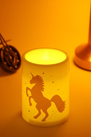 Unicorn Led Mum Bardak Tipi Pilli Dumansız Alevli Dekoratif Yapay Mum Işıldak Dekor Lambası 10 Cm