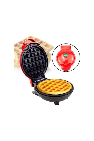 Maiyame Küçük Boy Elektrikli Waffle Makinesi - Çarpıcı Kırmızı, Anti Yapışkan Yüzey, Çerez Ve Waffle Hazırlama, 16.5 8.5 12.5cm Diğer
