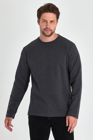 Metalic Erkek Antrasit Çift Bisiklet Yaka Standart Rahat Kesim Sweatshirt Antrasit