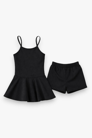 My Kids Wear Kız Çocuk Garson Mayo Elbiseli Şortlu 2 Li Takım 12416 Siyah