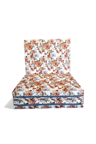 Katlanır Yer Yatağı - 90x190 10 Cm Kalınlık - Misafir Yatağı - Sünger Yatak Kahverengi Çiçek Desen