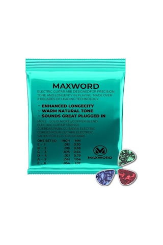 Maxword Gt-electric Kaliteli Elektro Gitar Teli 1 Takım Set Pena Hediye