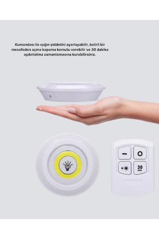 Kablosuz Gün Işığı 3 Lü Led Spot Lamba Kumandalı - Beyaz