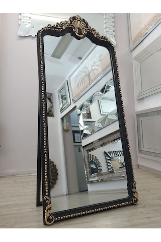 Ayna Denizi Princess Black Gold Model Siyah Altın Renk Dekoratif Ayaklı Boy Aynası Siyah - Altın
